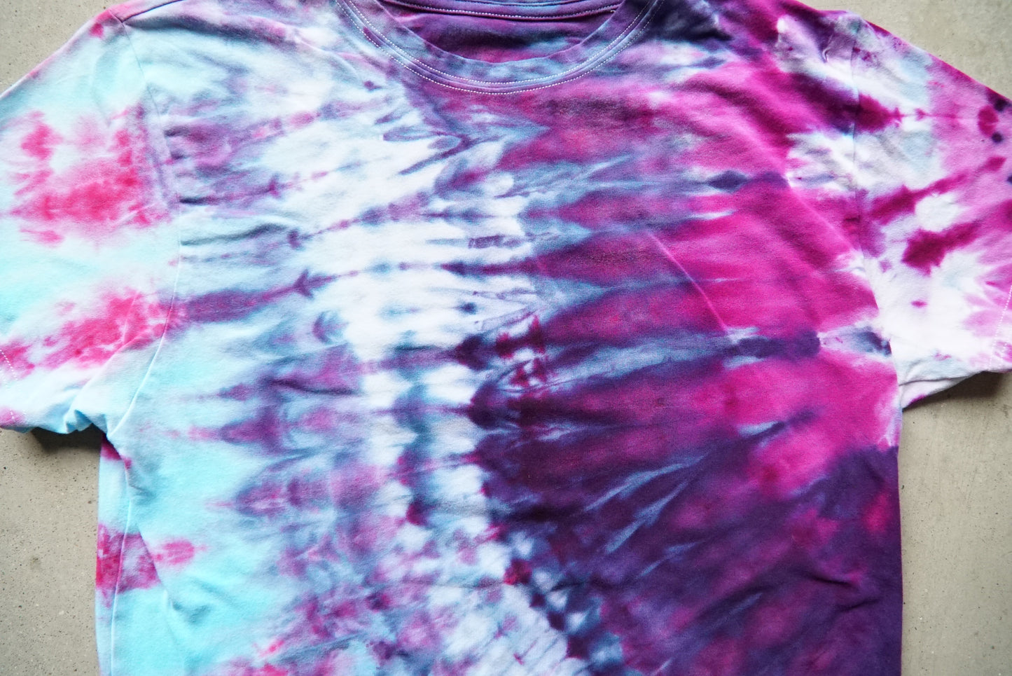 Blue Violet Diagonal Ice Dye Tee